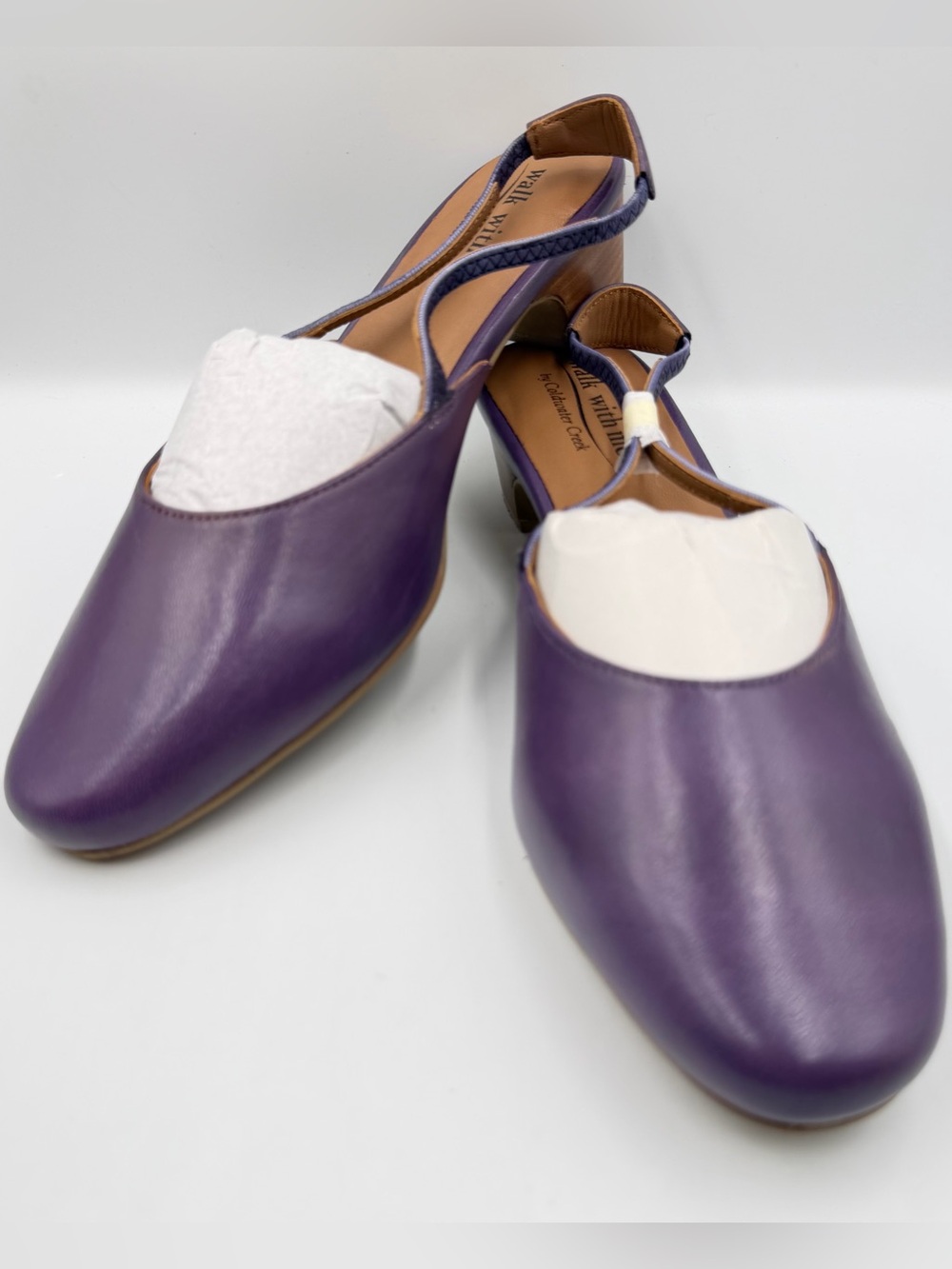 Walk With Me Coldwater Creek Josie Purple Slingback Leather Purple Womens 10M
